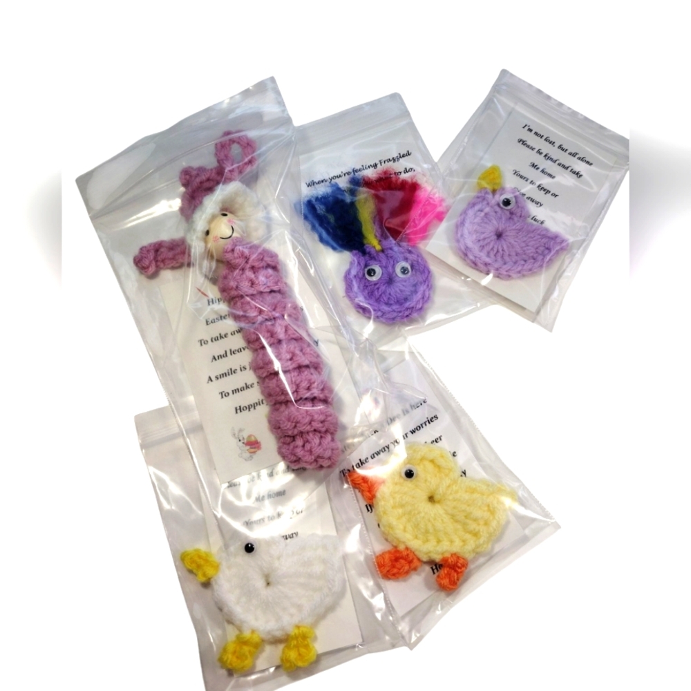 Handcrafted Easter Worry Worm & Fidget Set Of 5- Multicolor